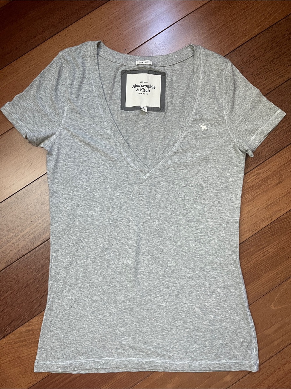 NWOT Vintage Y2K Abercrombie Moose Logo Sheer V Neck Tee